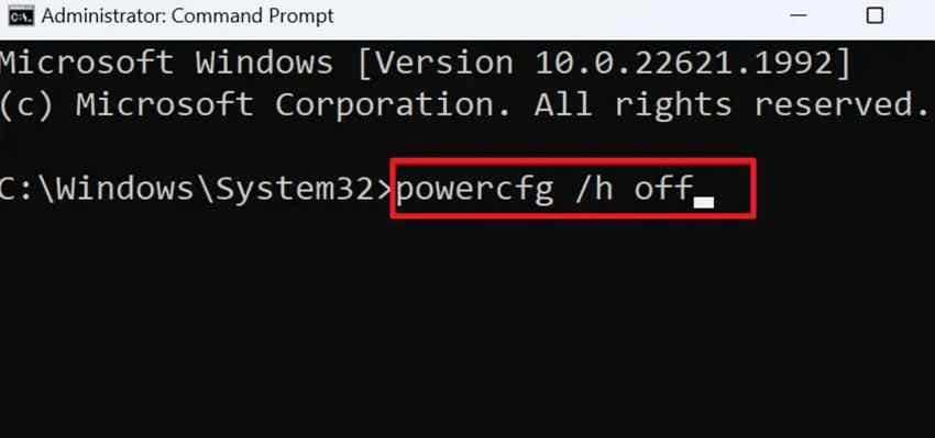 disable fast startup command