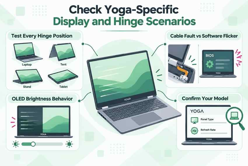 check lenovo yoga hinge and display scenarios
