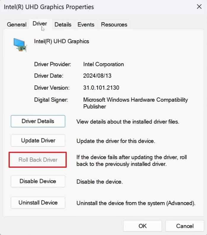 roll back a recent lenovo yoga graphics driver