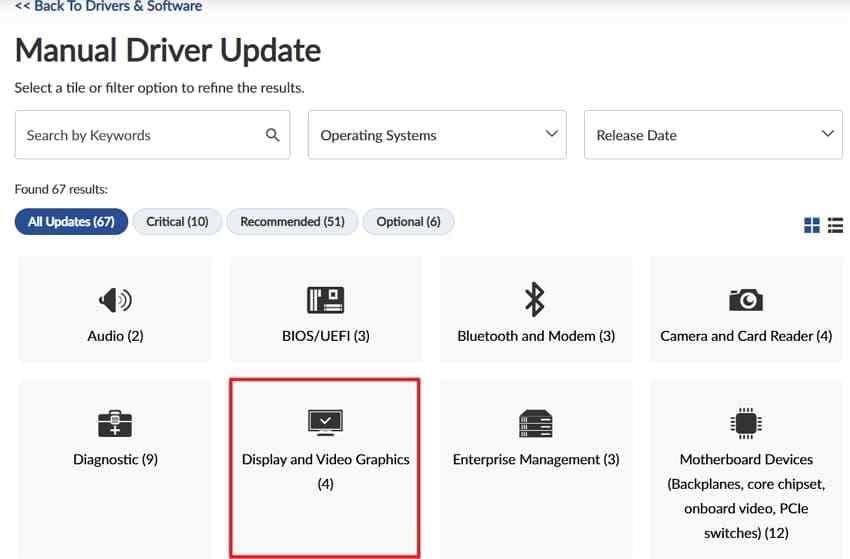 select the display driver category for a lenovo yoga