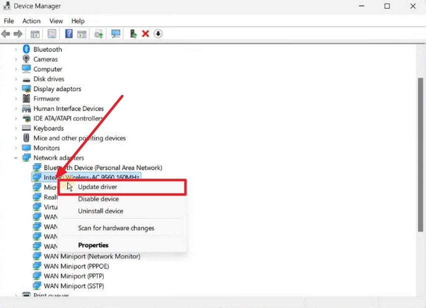 network adaptors pick update driver