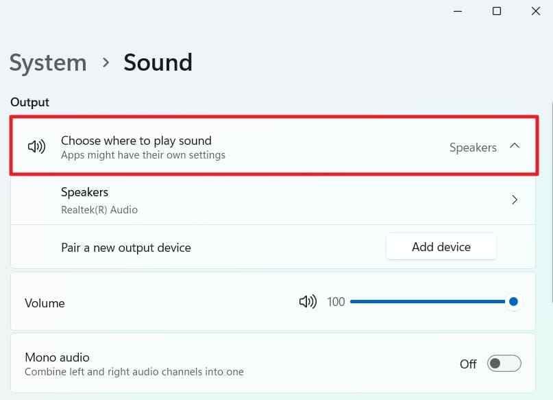 choose lg tv as windows audio output