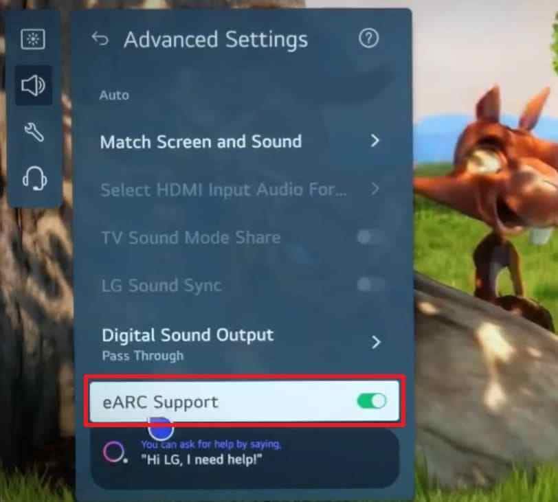 enable earc support on lg tv