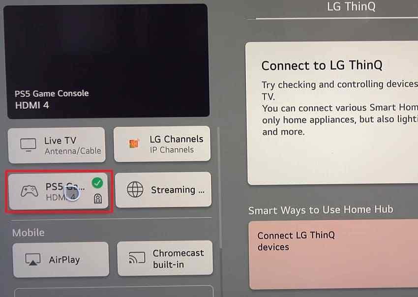 select lg tv hdmi input