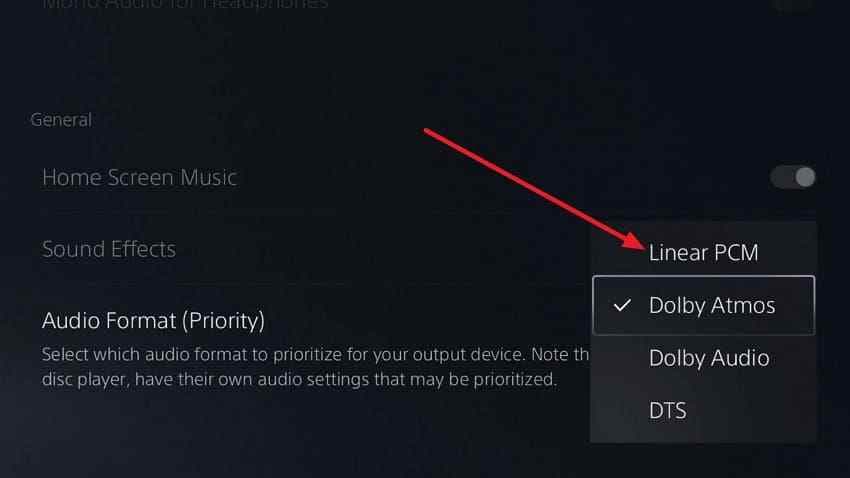 ps5 audio changed to linear pcm