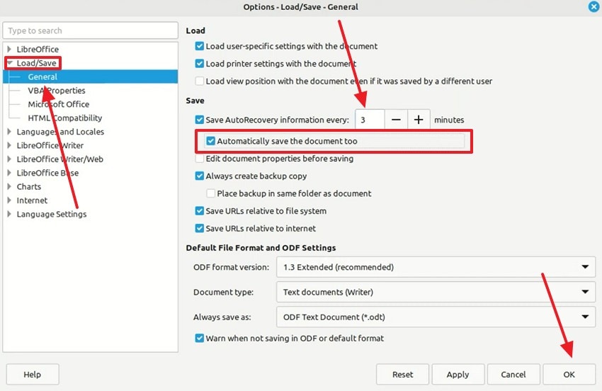 set autosave time interval