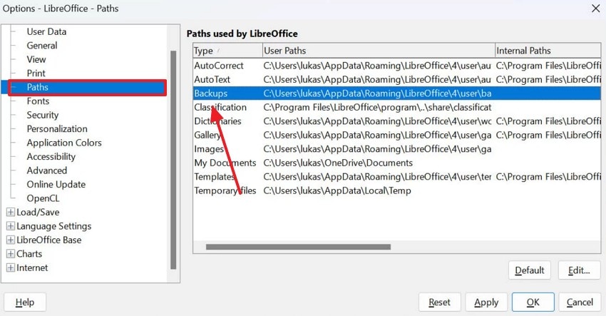 follow backups location pathway
