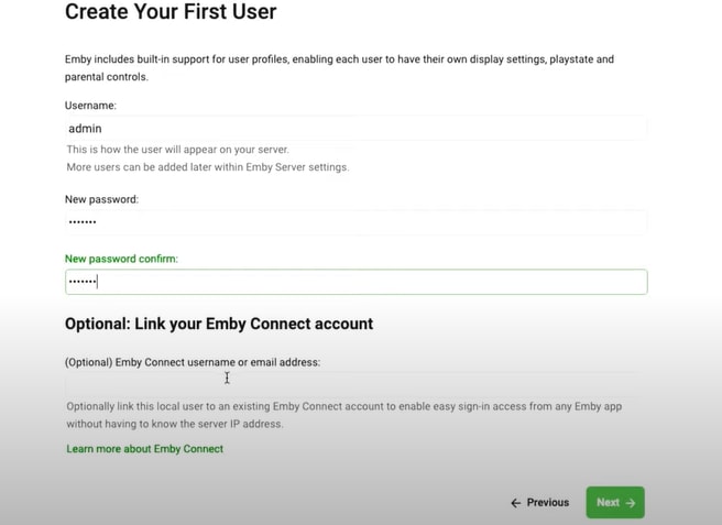 create or link emby account to qnap emby