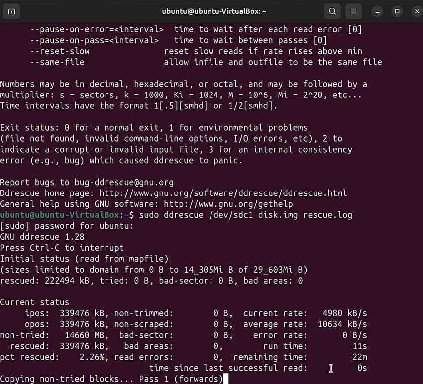 gnu ddrescue damaged drive imaging