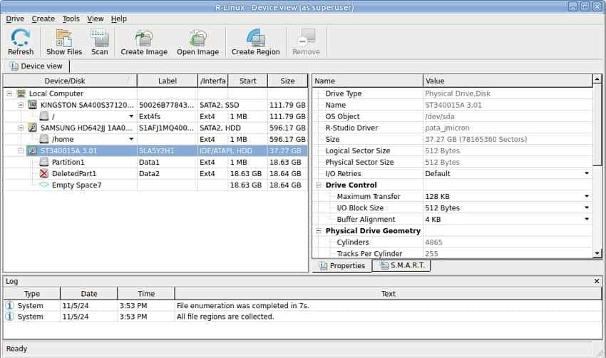 deleted ext recovery using rlinux