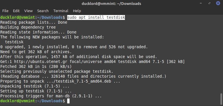 instalar testdisk en pc linux