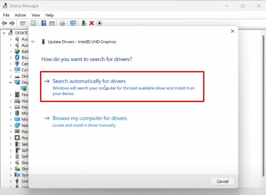 search for updated drivers