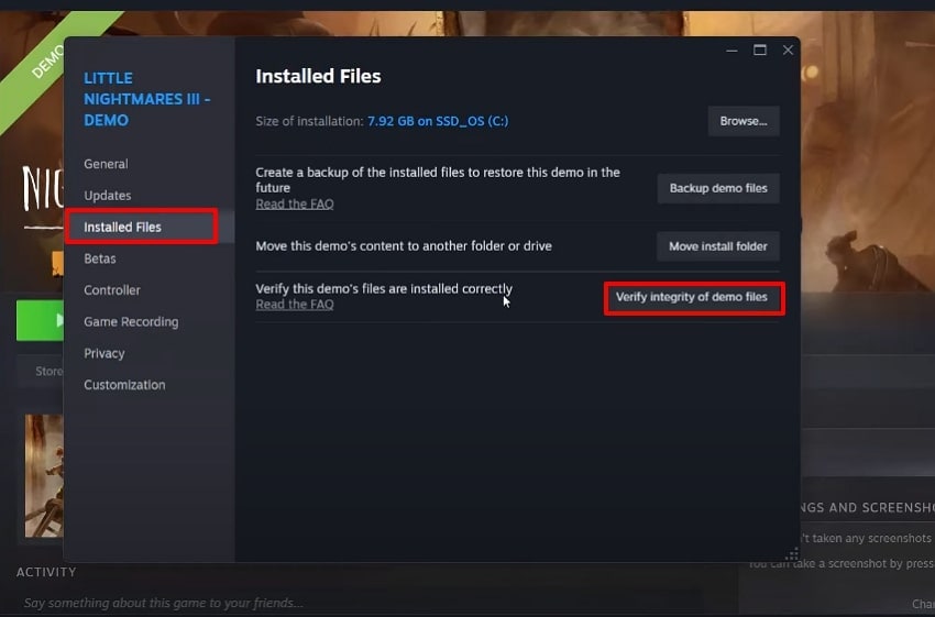 hit the installed file tab