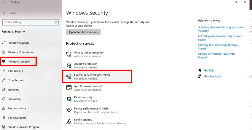 choose firewall and network protection