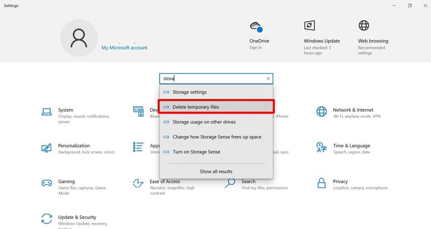 click deleted temporary files