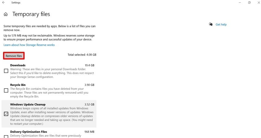 hit the remove files button