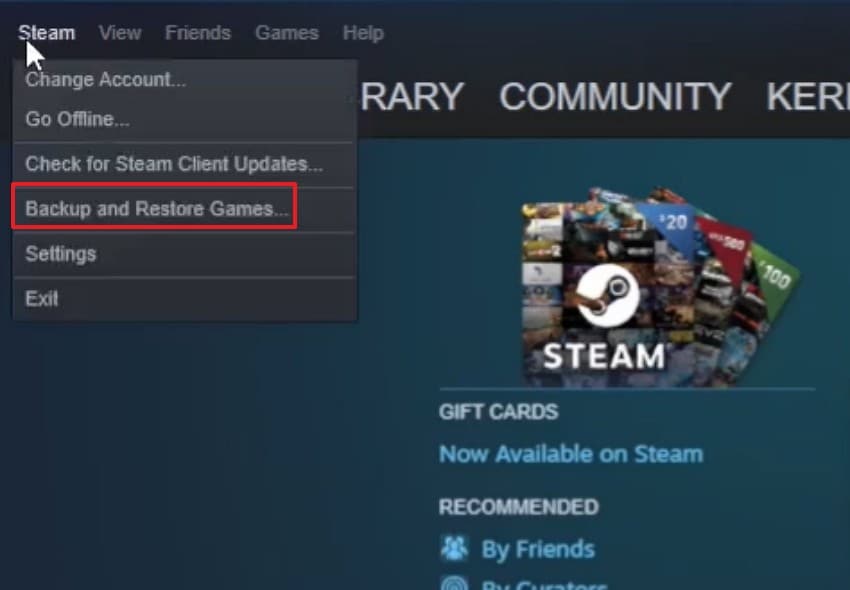click on steam to choose further