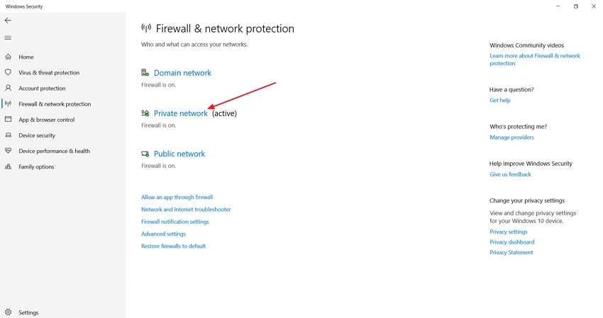 choose active network firewell protection