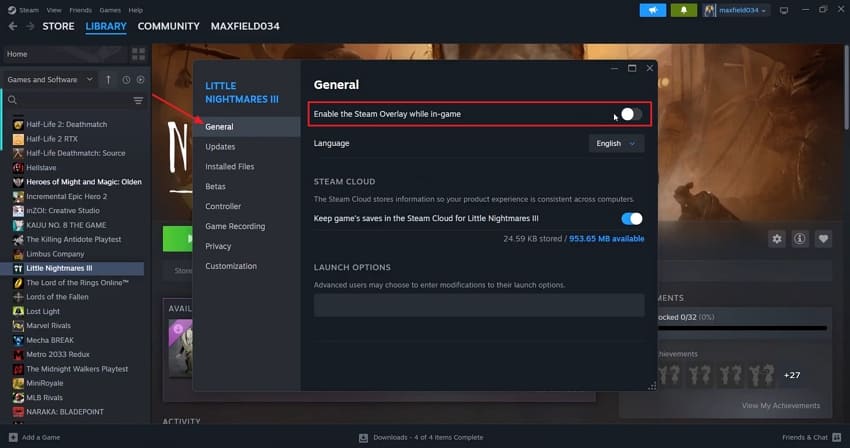 disable stream game overlays