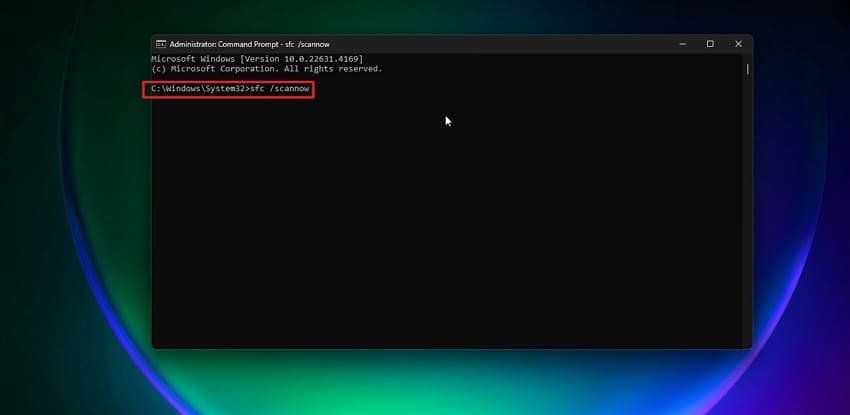 enter sfc scannow prompt