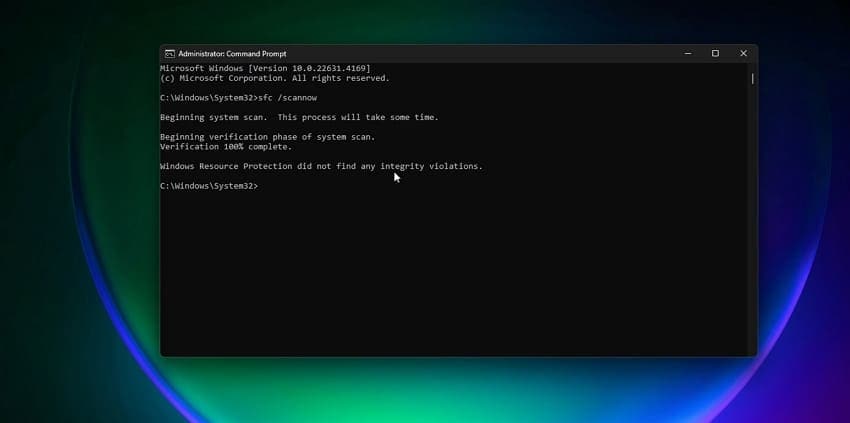 view sfc scan results