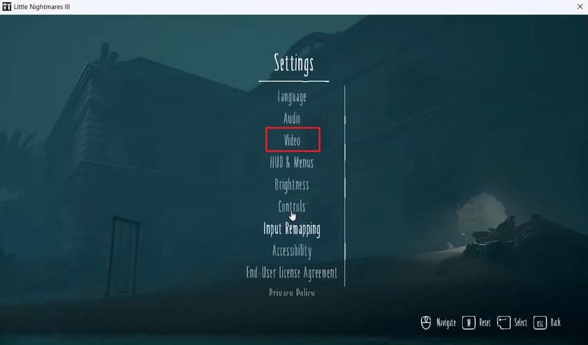 access game video settings