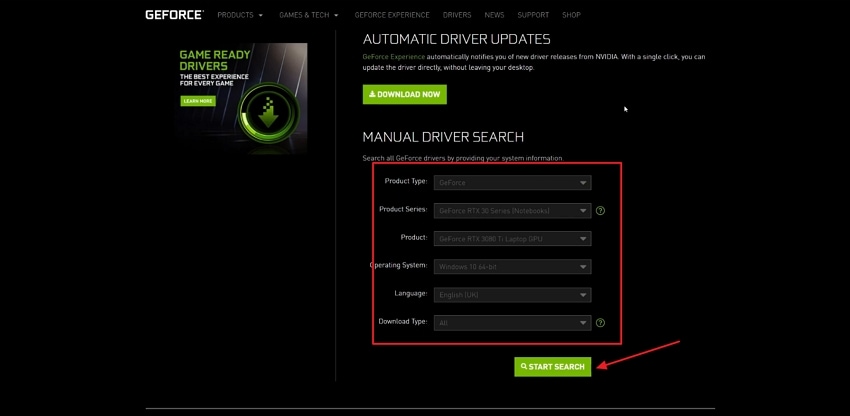 enter installed graphic card specifications