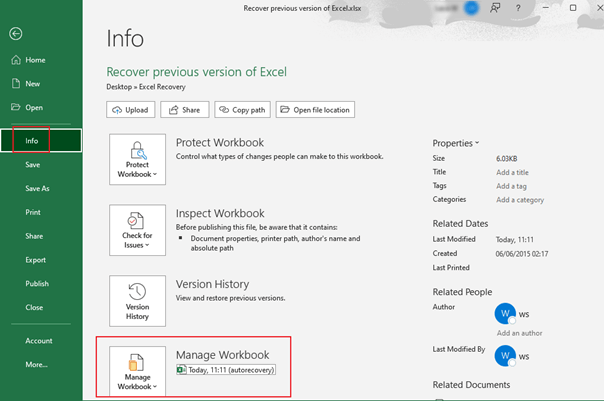 locate manage workbook