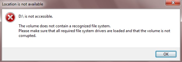 sistema de archivos reconocido ausente
