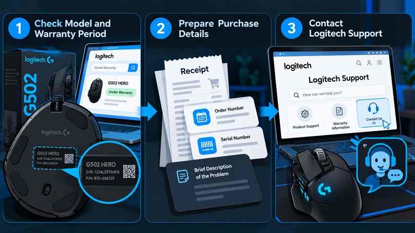 prepare model and purchase details for logitech support