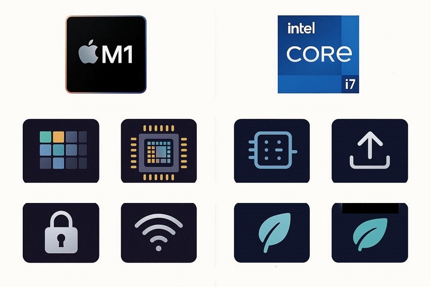 key features of m1 and i7