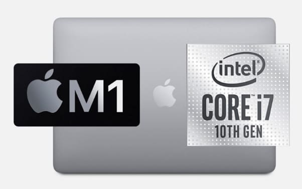 chip apple m1 vs. prosesor intel i7