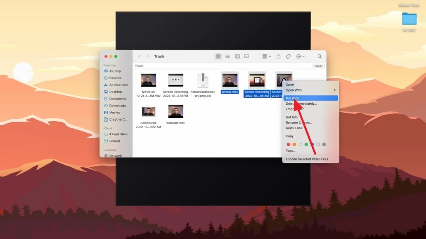 right click file and put back