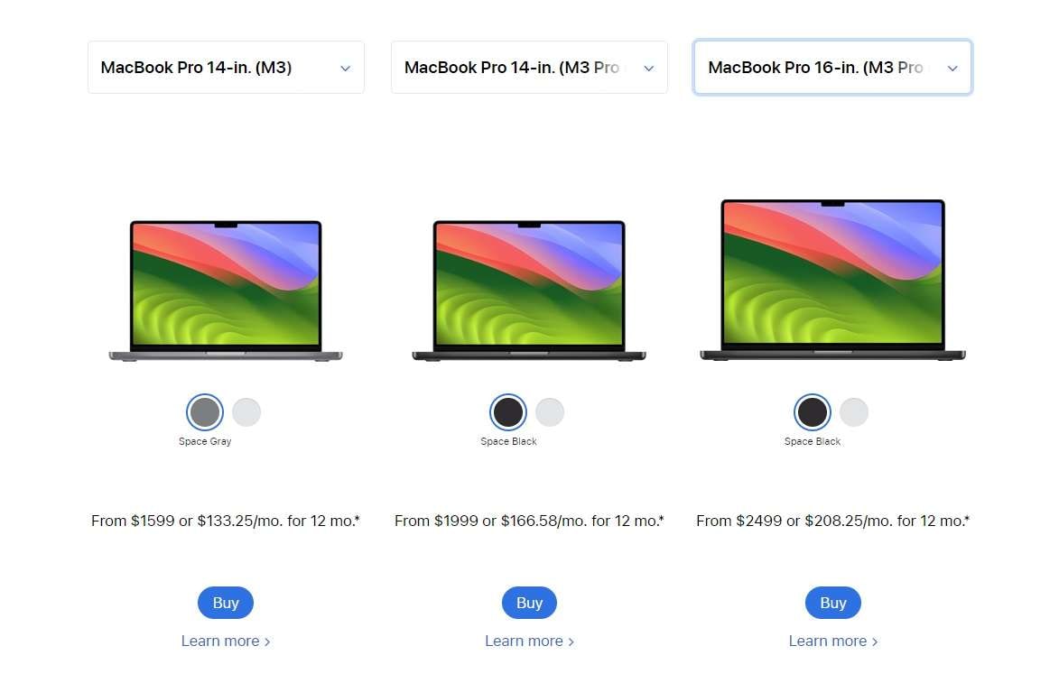 m3 mbp laptops en prijzen
