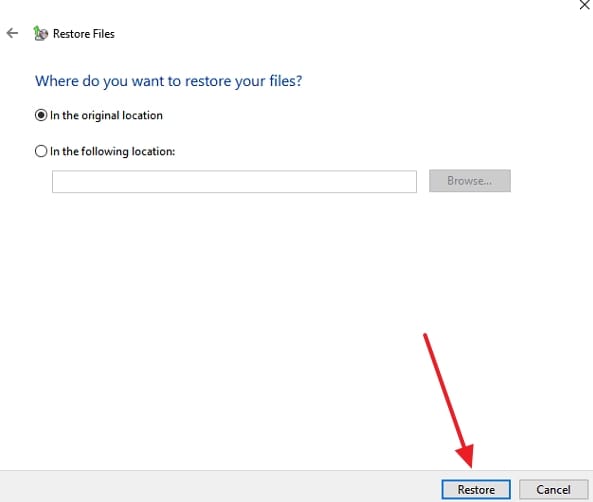 finalize process with restore