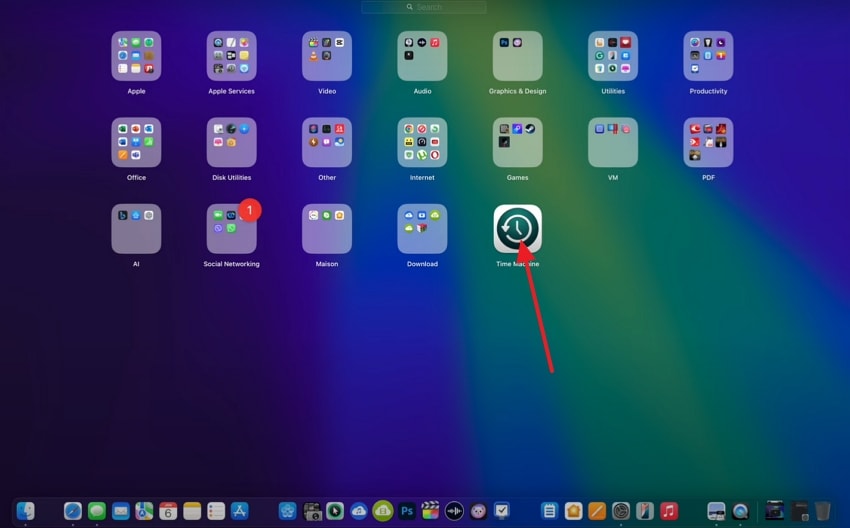 locate time machine launchpad