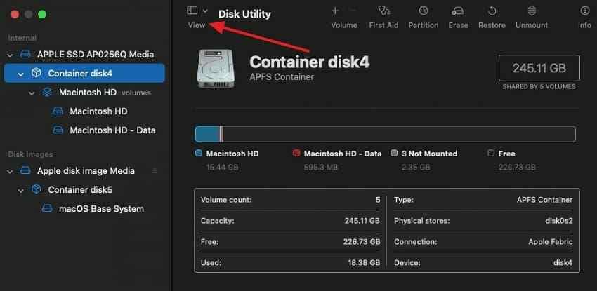 show all devices in macos recovery disk utility