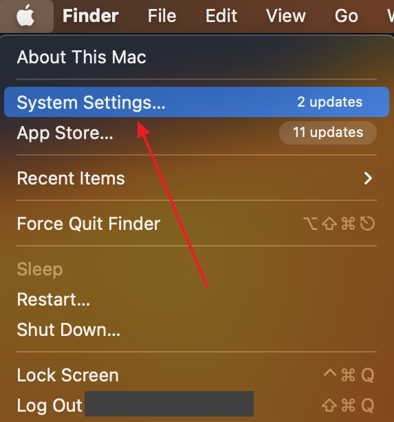 locate system settings options