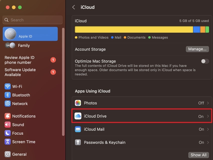 navigate to icloud drive