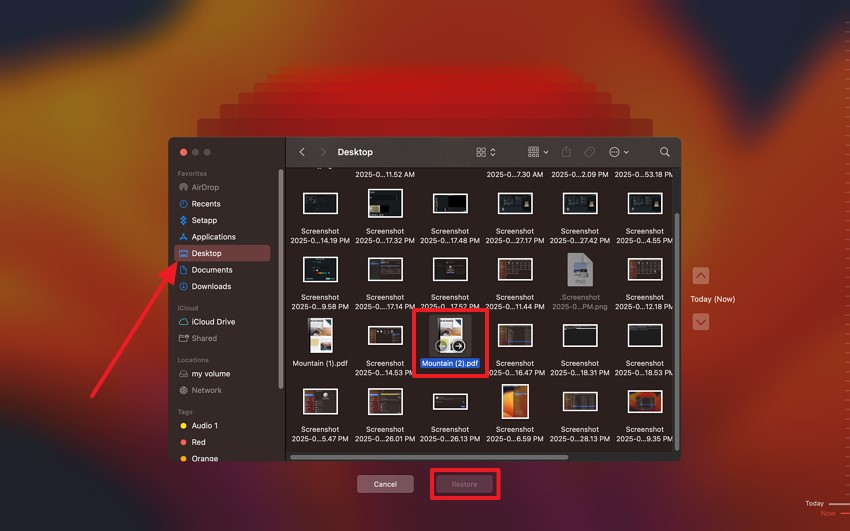 pick desktop disappeared mac file restore