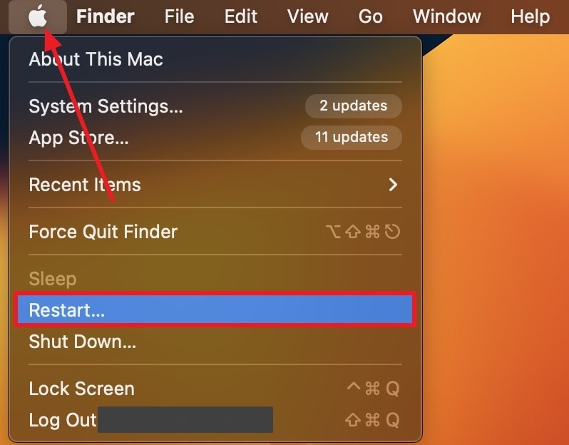 restart macbook lost desktop icons mac