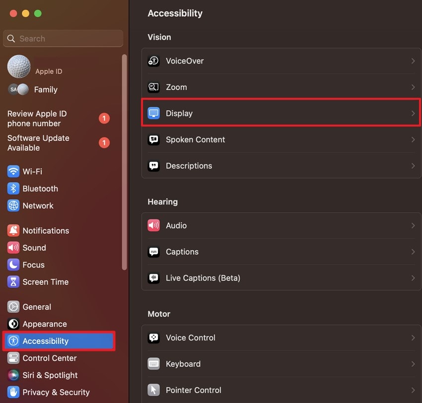 navigate display settings mac dock dissapeared