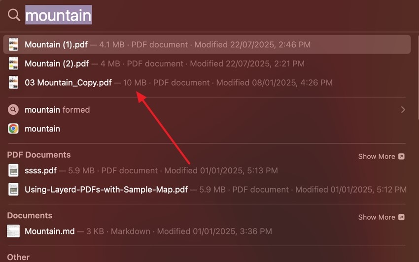 type disappeared file name retrieve