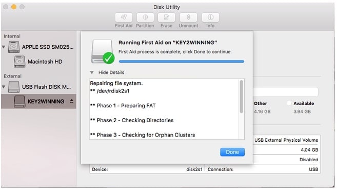 complete the first aid fix on mac