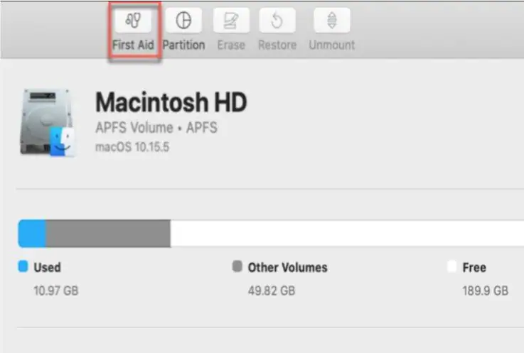 first aid in disk utility