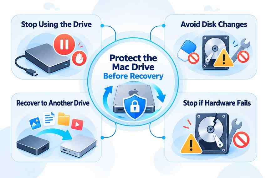 steps to protect a mac drive before attempting file recovery