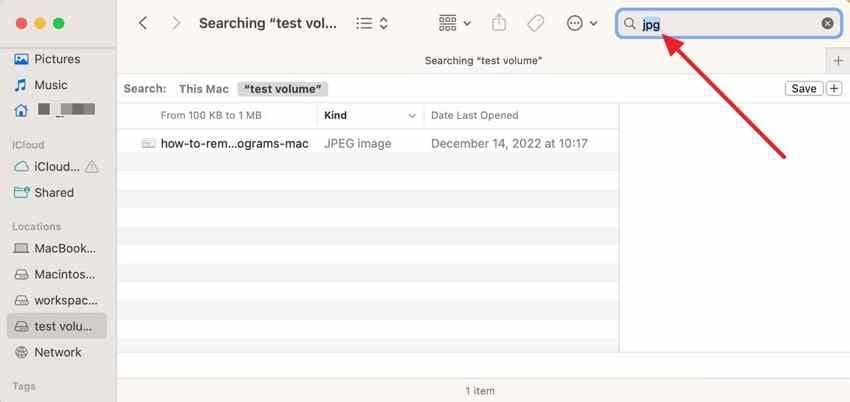 finder searching for a missing file on an external mac drive