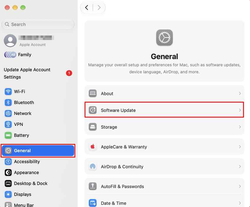 open mac software update settings