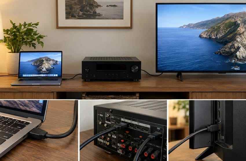 connect mac through receiver to tv