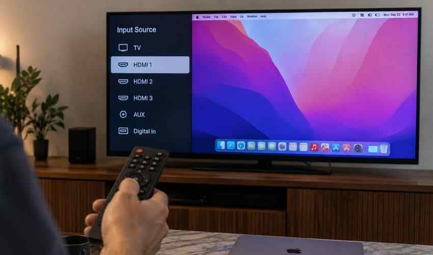 select hdmi input for mac receiver path
